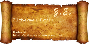 Zicherman Ervin névjegykártya